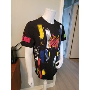 Akademiks Shirt Mens Large Black Graphic Tee Graffiti Crown Ace Adult Men #IA